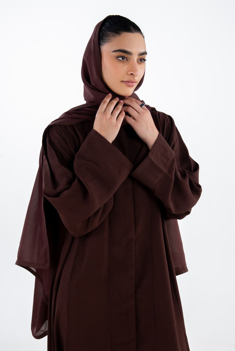 Georgette Slub Abaya With Scarf