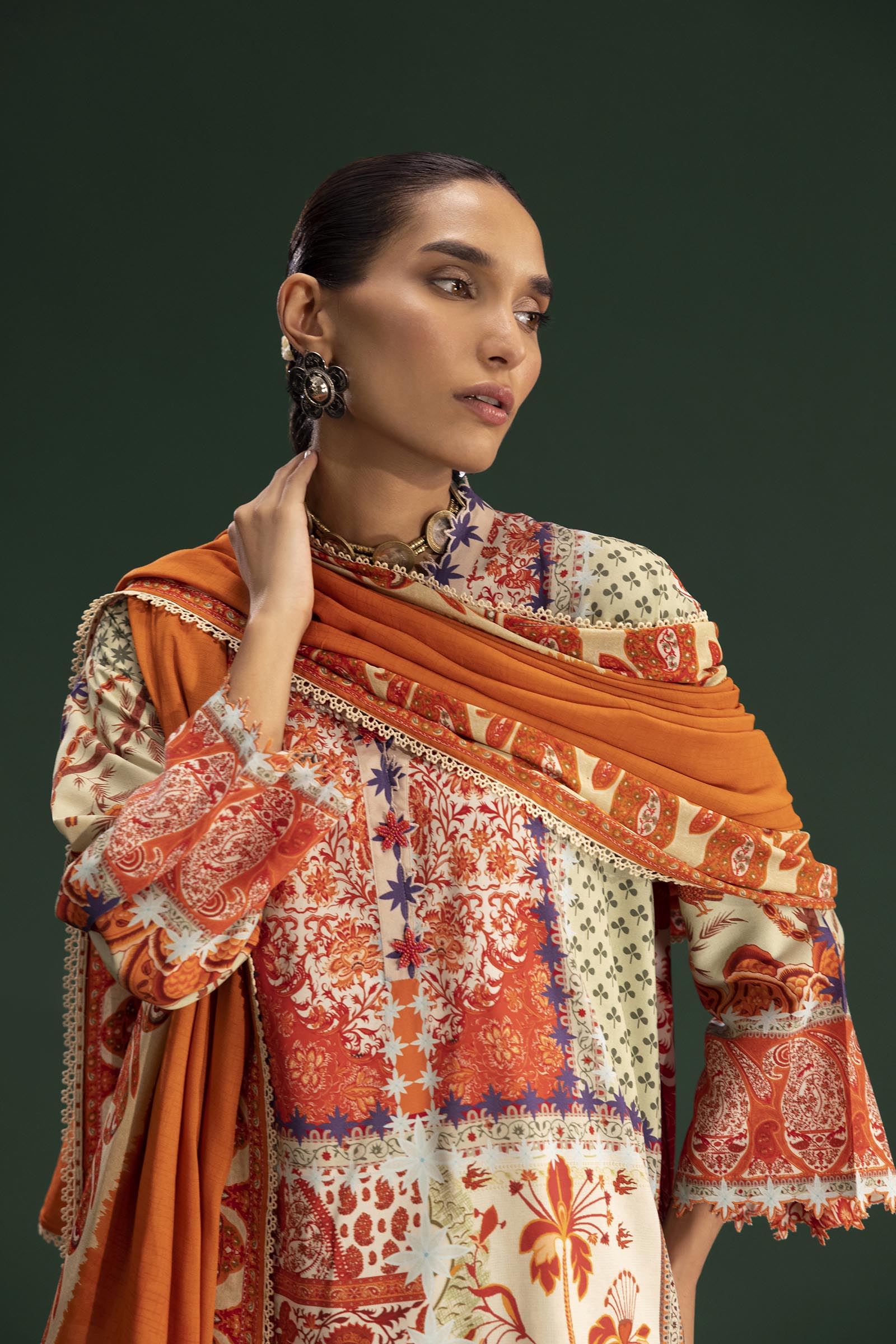 Stitched Printed Linen Suit