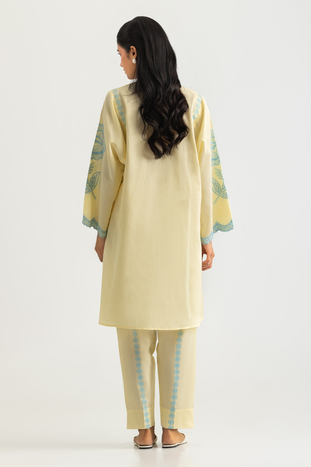 Jacquard Block Printed Shirt With Embroidered And  Block Printed Trouser