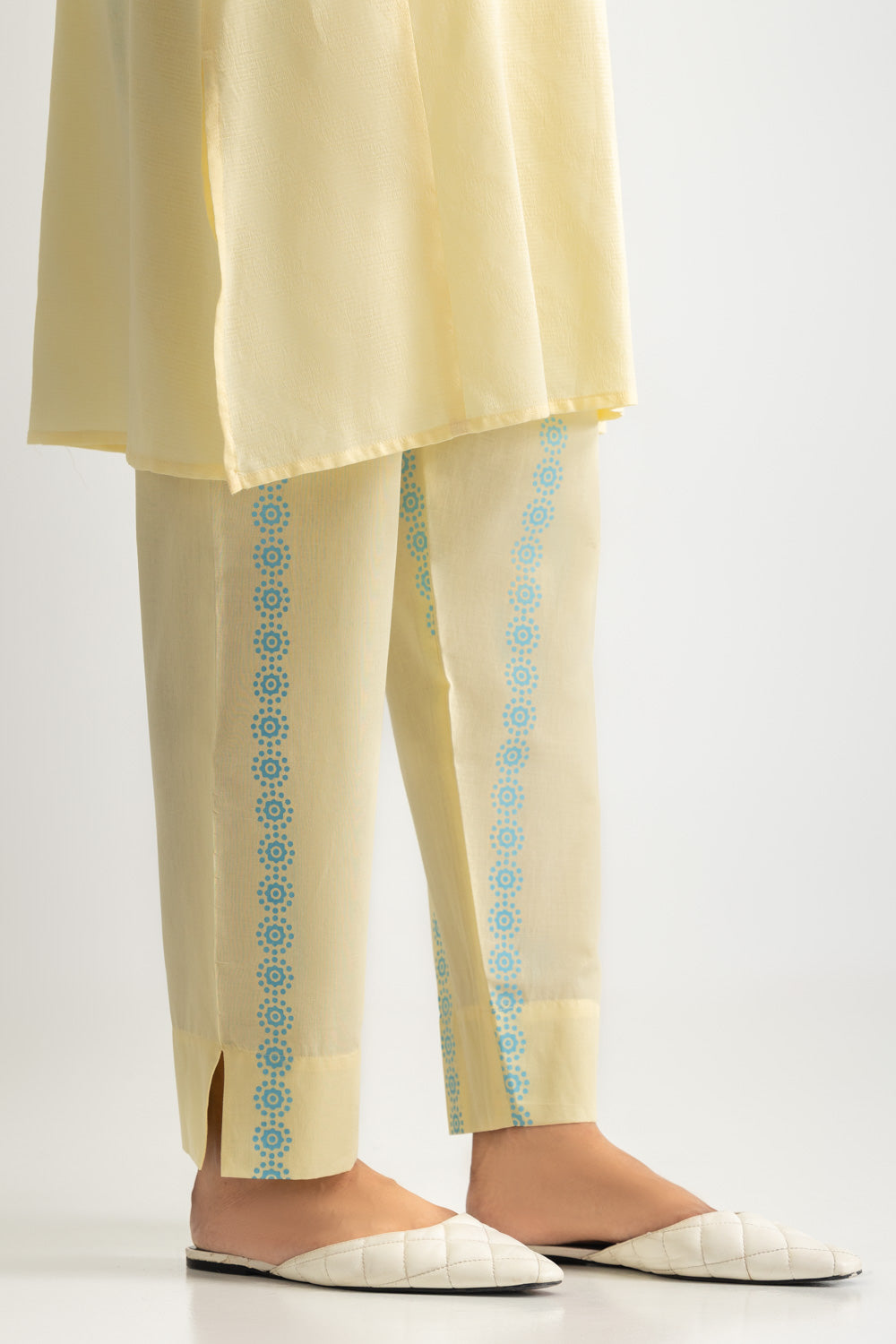 Jacquard Block Printed Shirt With Embroidered And  Block Printed Trouser