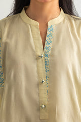 Jacquard Block Printed Shirt With Embroidered And  Block Printed Trouser