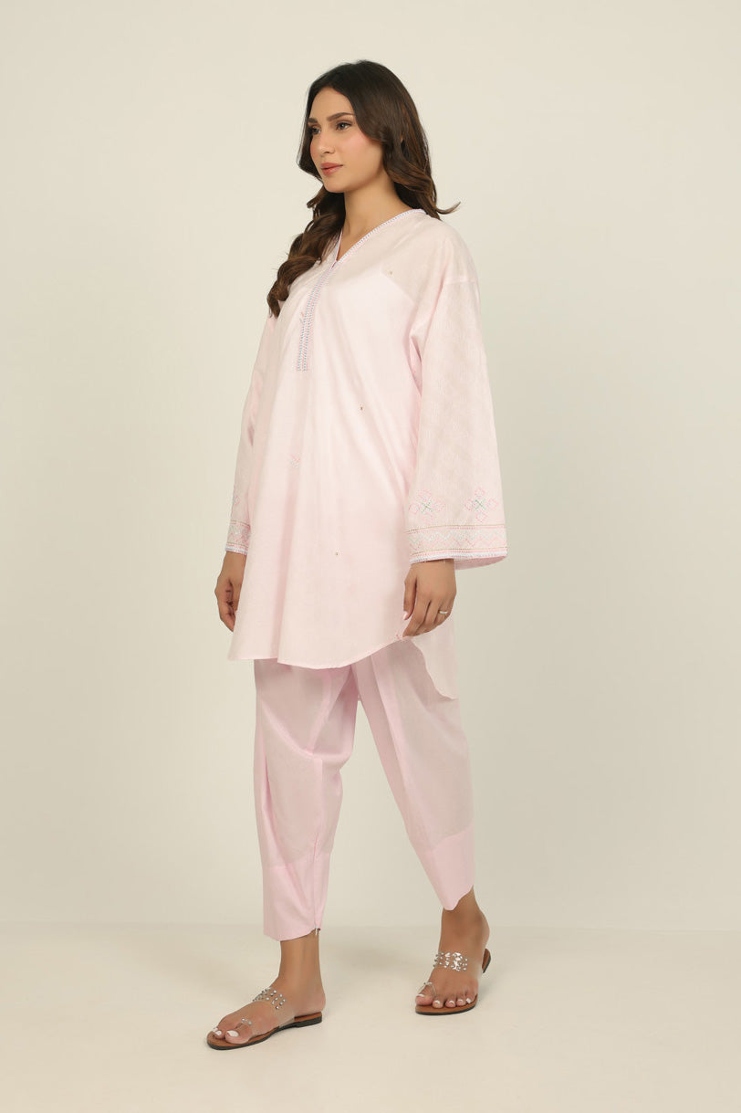 Jacquard Embroidered Shirt And Dyed Trouser