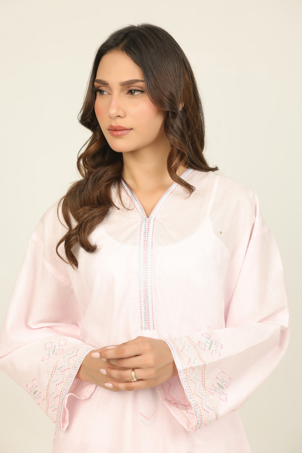 Jacquard Embroidered Shirt And Dyed Trouser