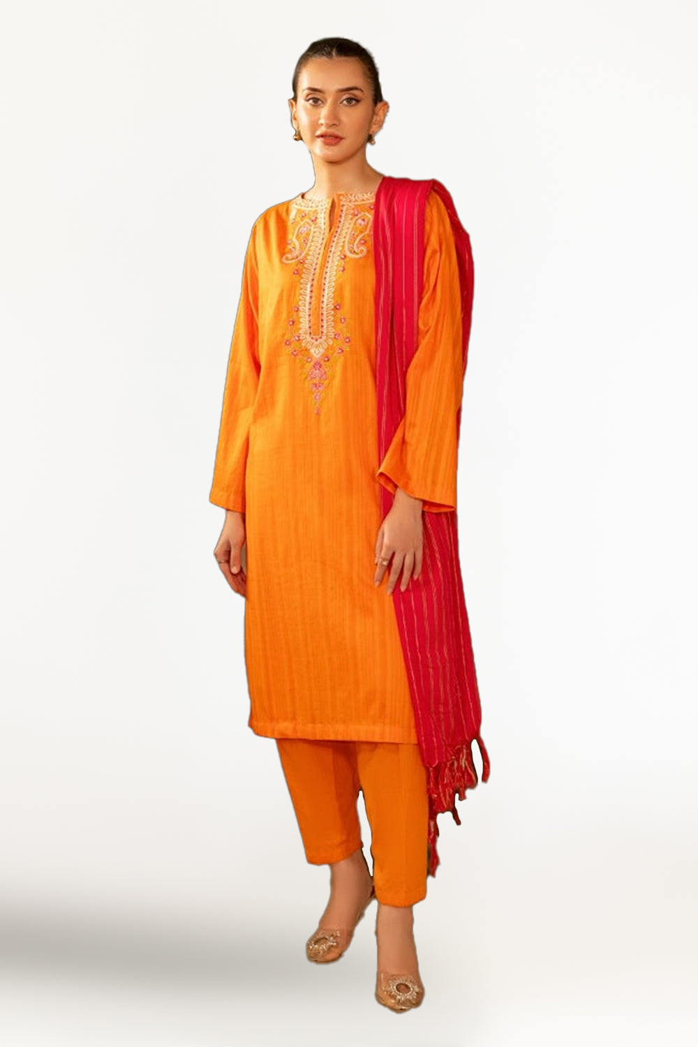 Jacquard Embroidered Shirt And Jacquard Dupatta