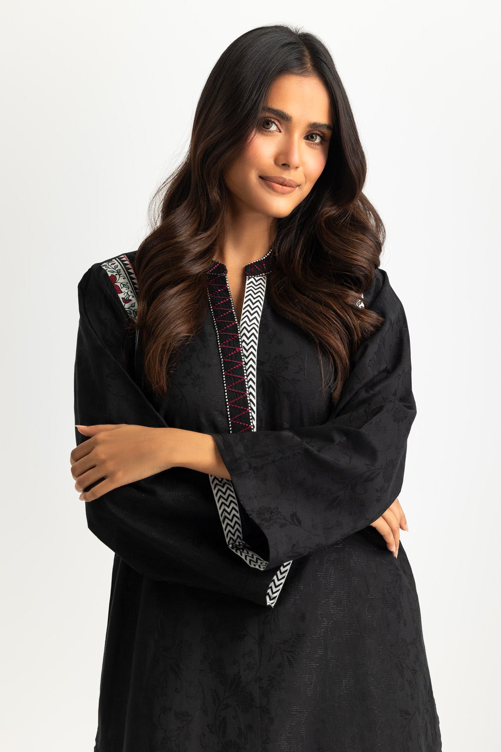 Jacquard Embroidered Shirt And Printed Trouser