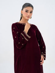 2 Piece Velvet Suit-Embroidered (Pret)