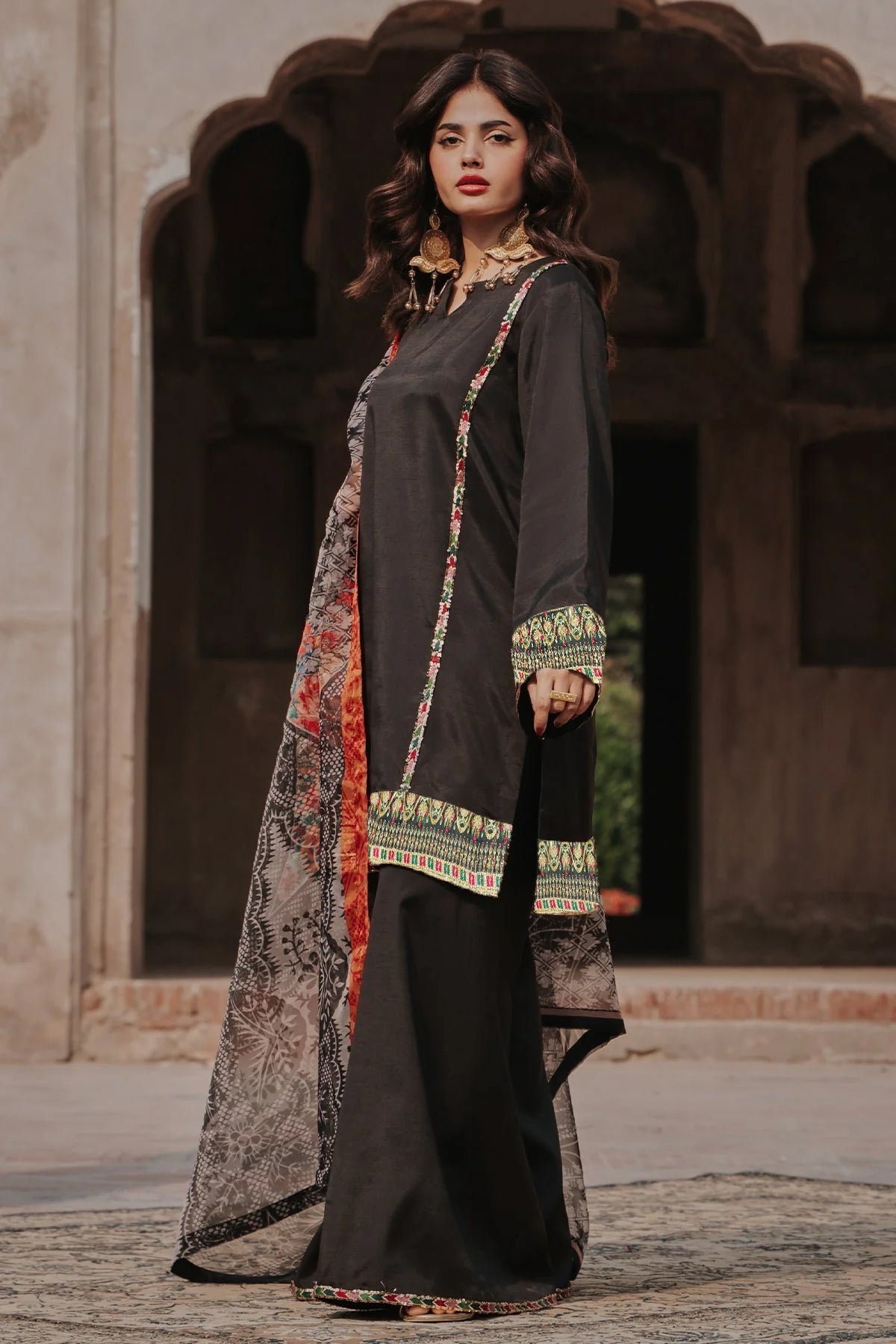 3-pc Embroidered Raw-Silk Suit CNP-5-06S