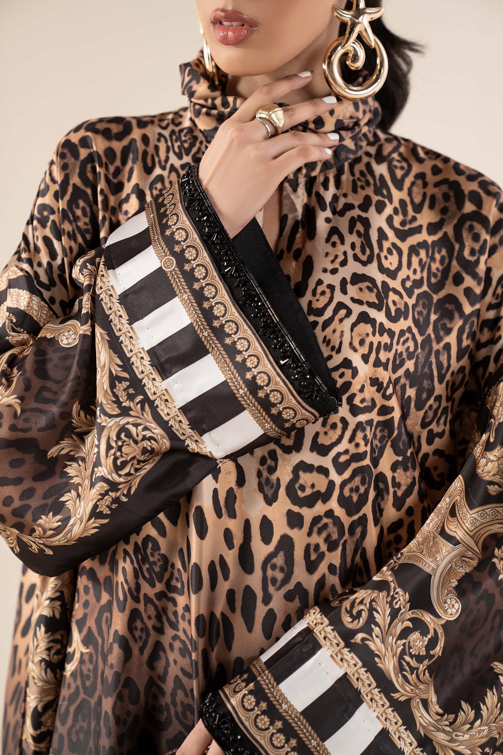 2 Piece Embroidered Satin Silk Suit