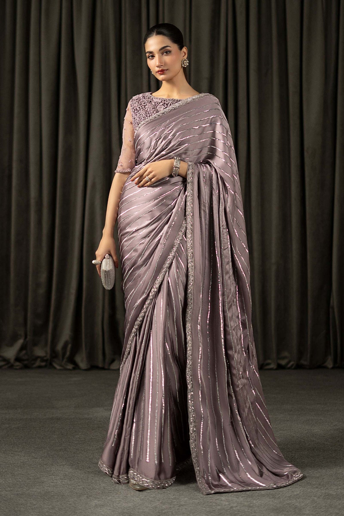 Embroidered Charmeuse Silk Saree