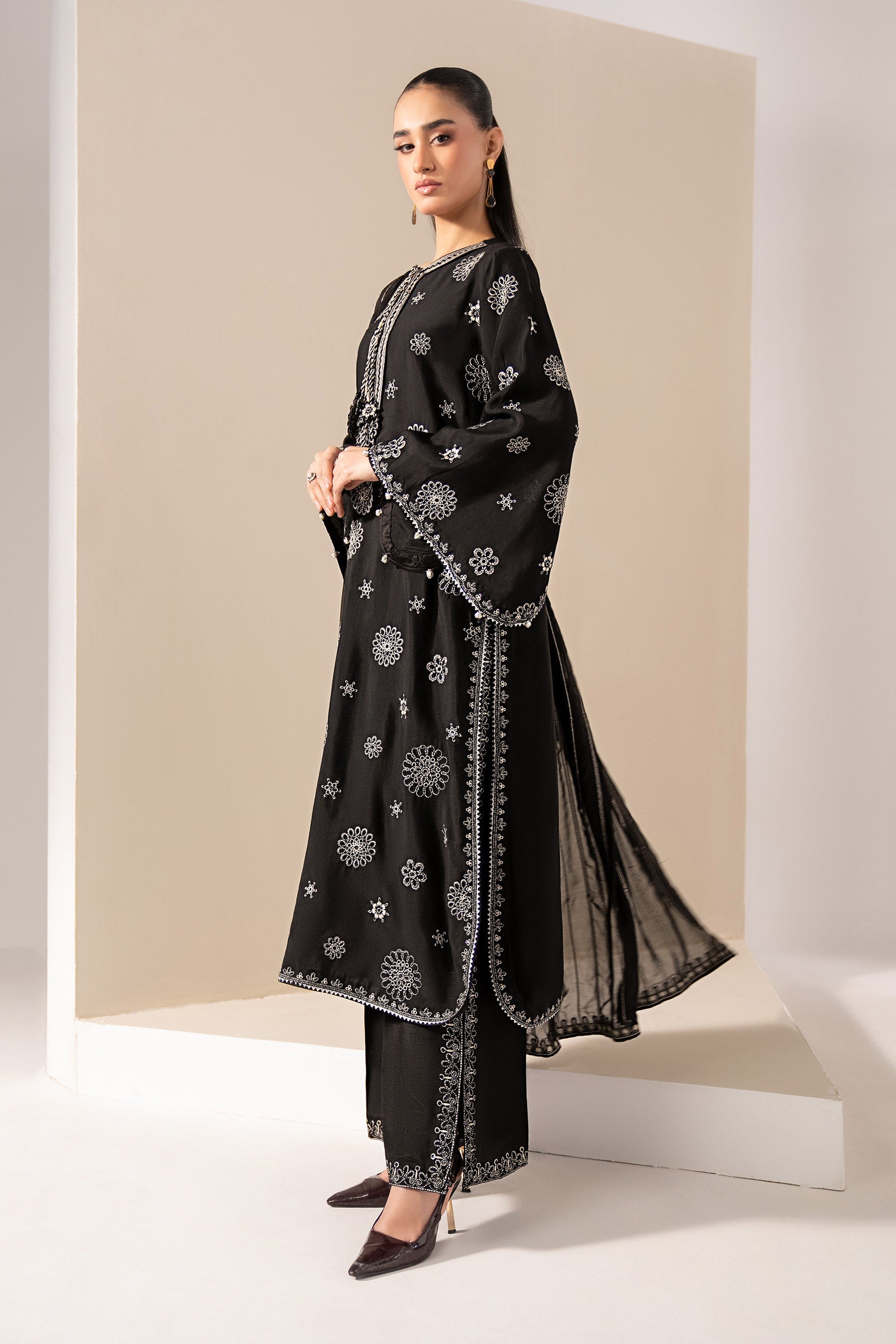 3 Piece Embroidered Tissue Staple Suit