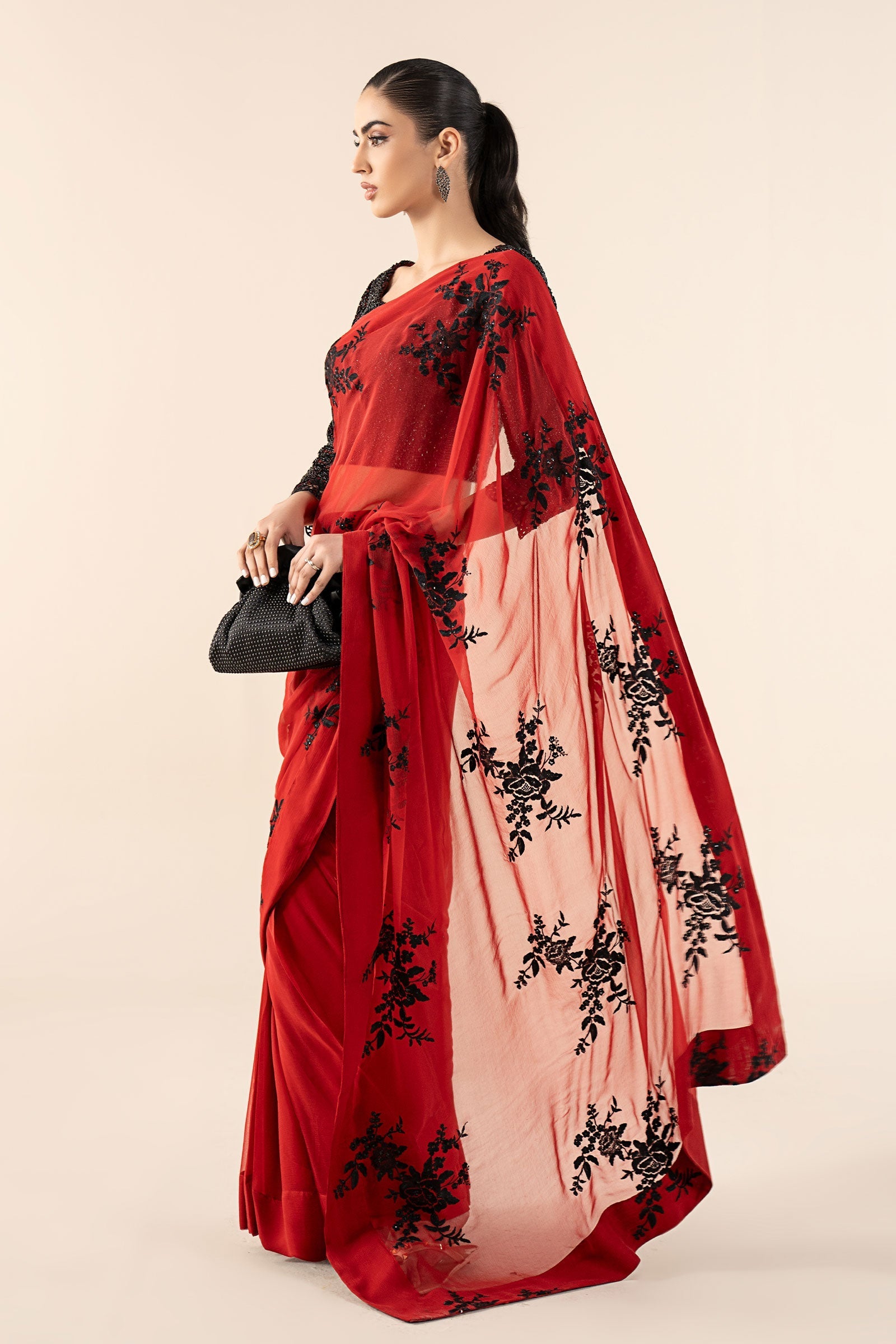 Embroidered Chiffon Saree