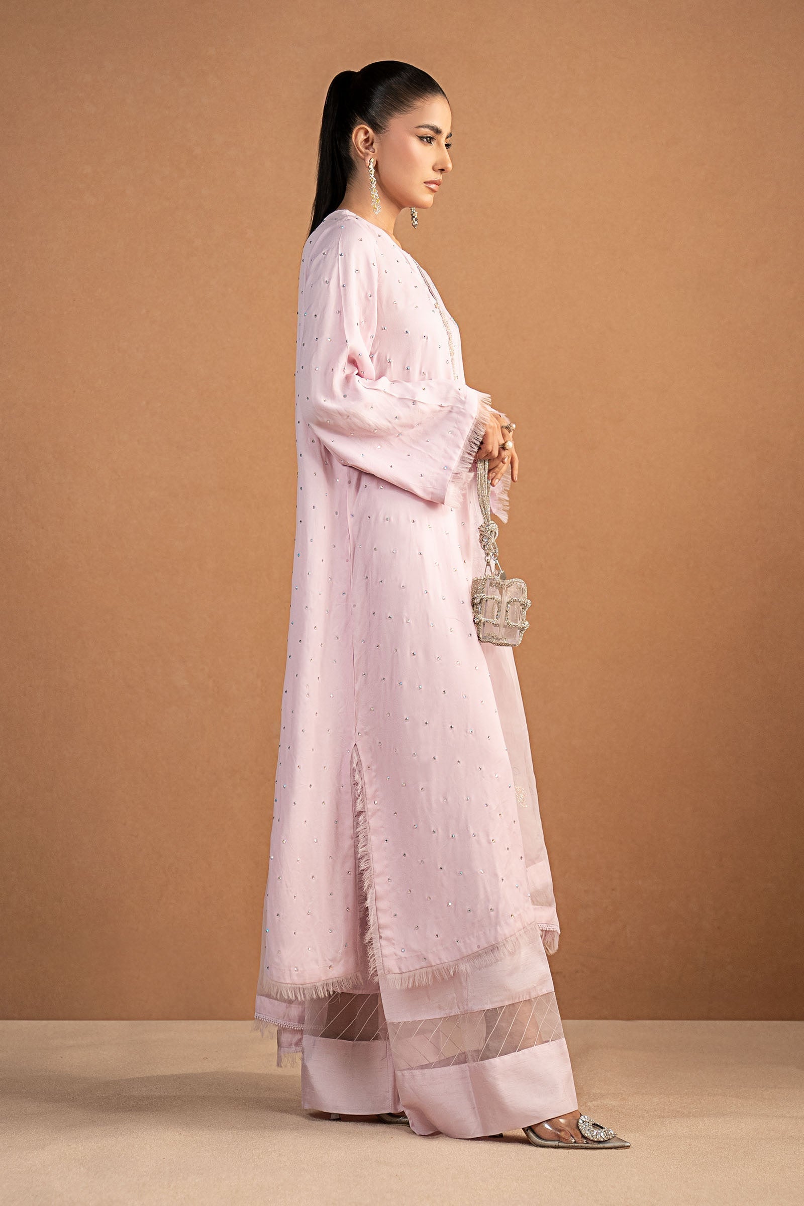 3 Piece Embellished Crepe Suit