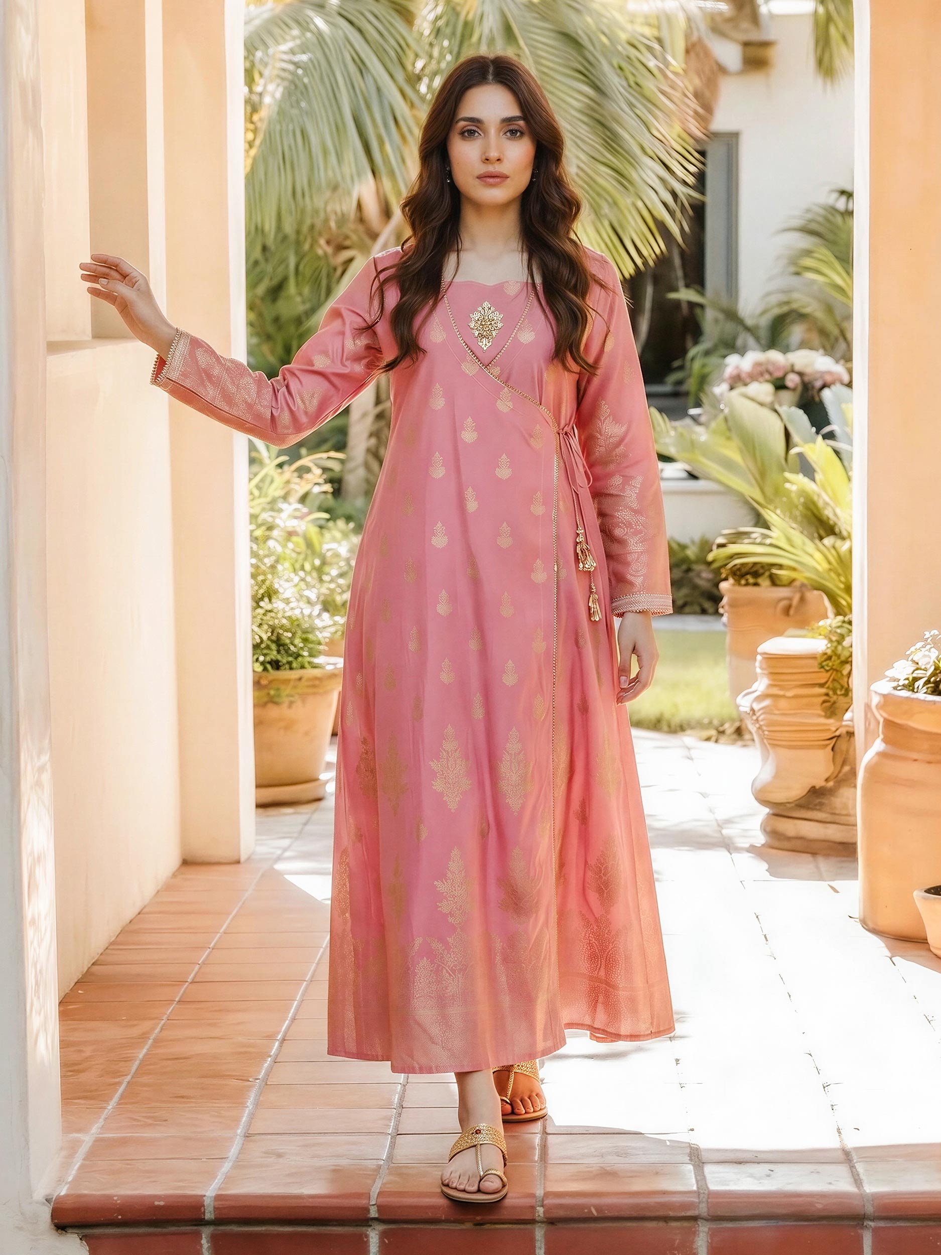 Lawn Angrakha- Embroidered (Pret)