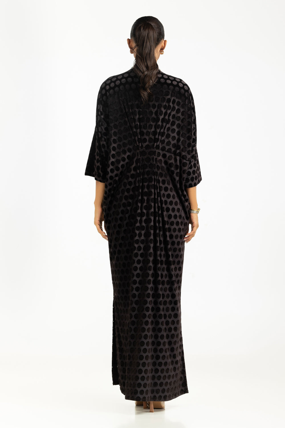 Velvet Polka Dots Embellished Kaftan