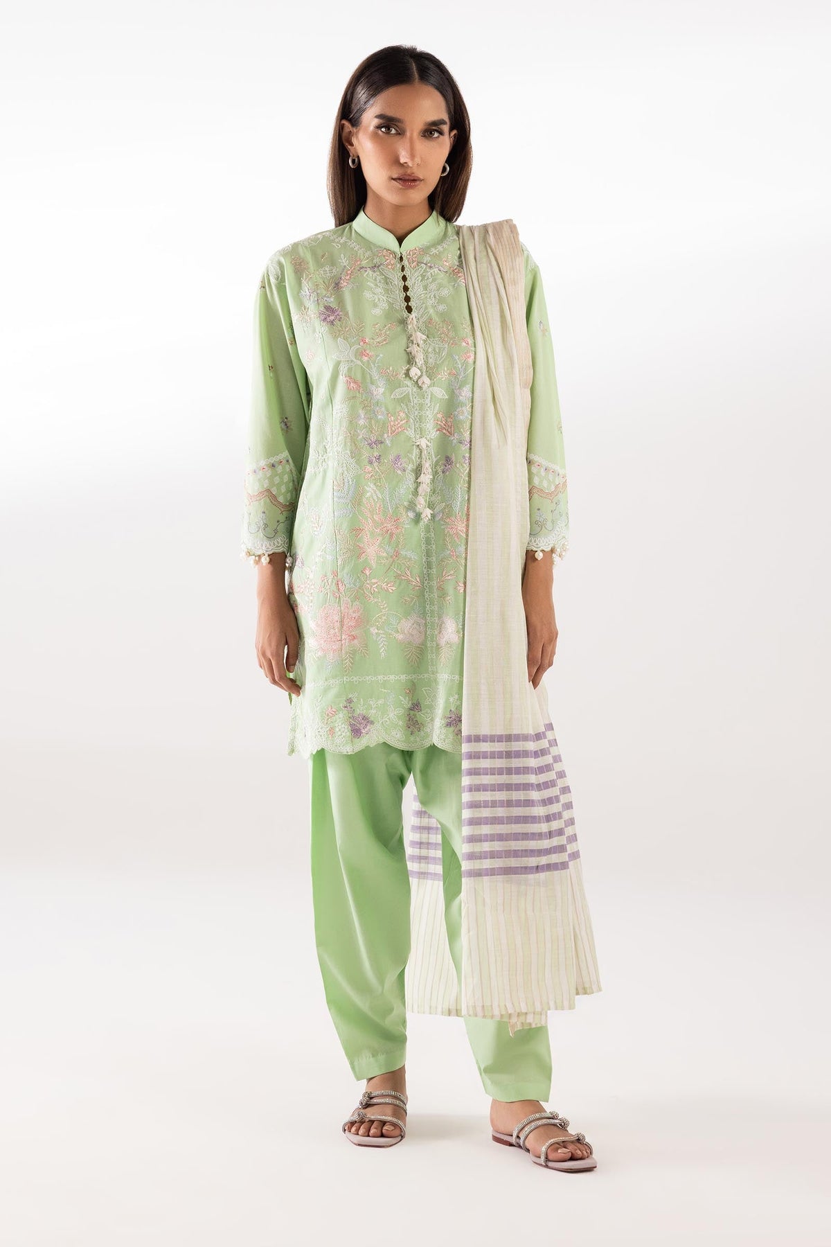 Stitched Embroidered Muzlin Lawn Suit