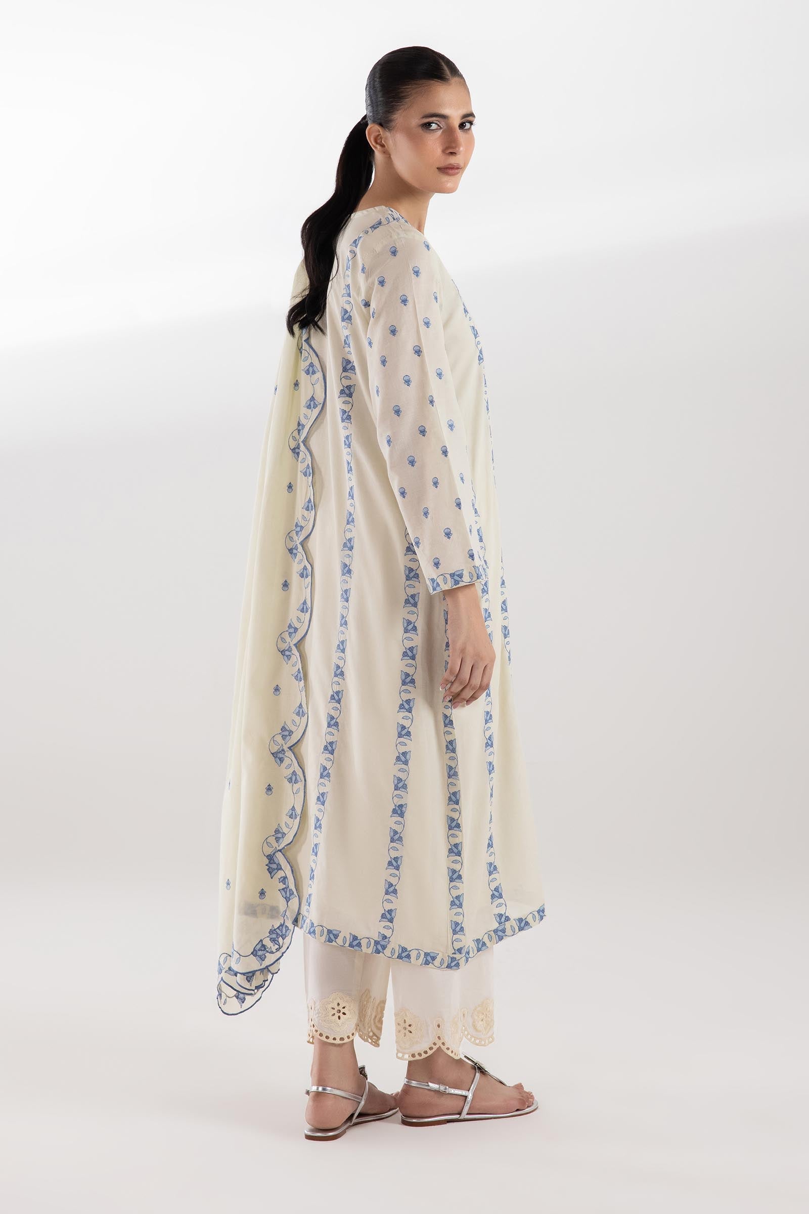 Stitched Embroidered Lawn Shirt + Dupatta