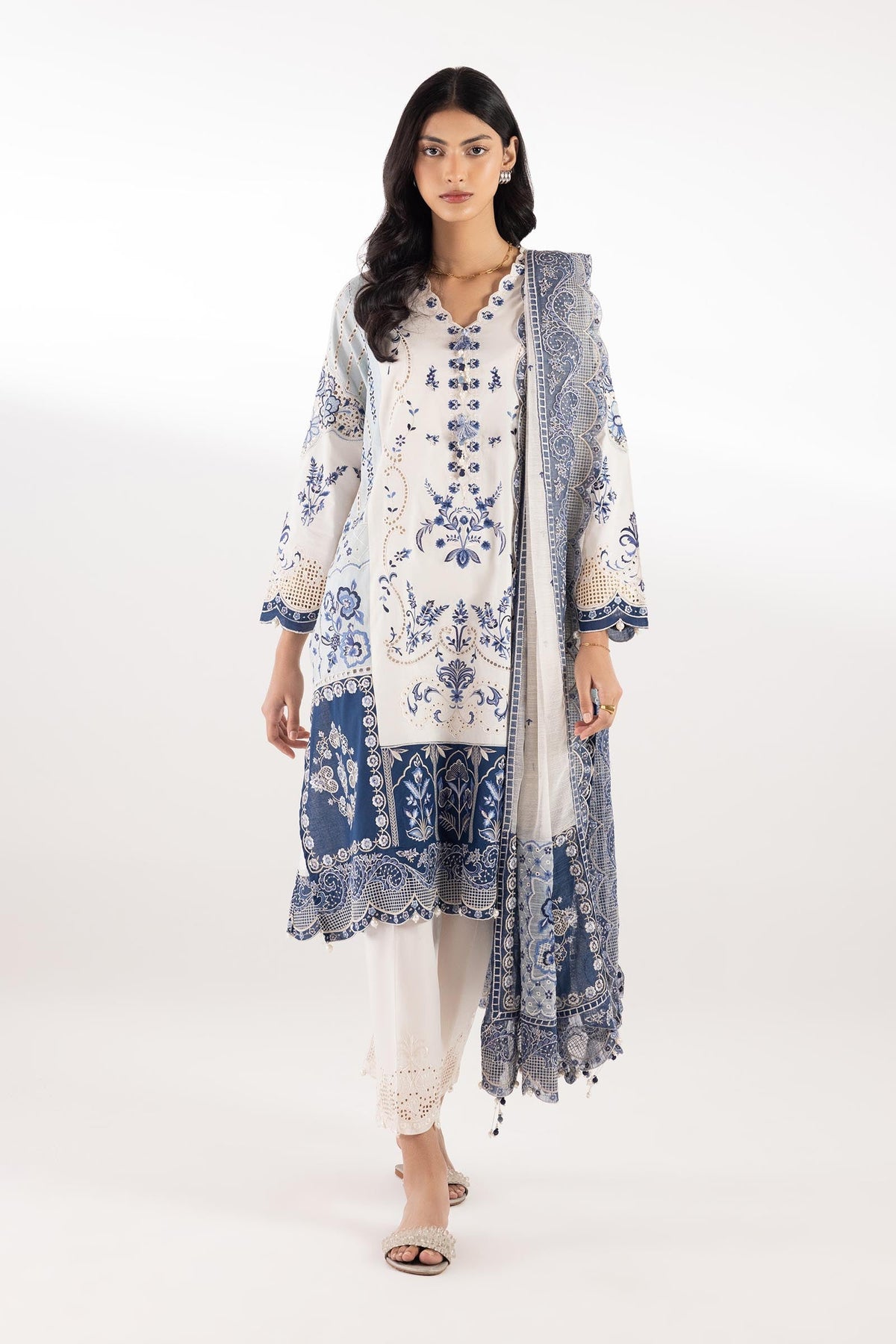 Stitched Cotton Slub Dupatta