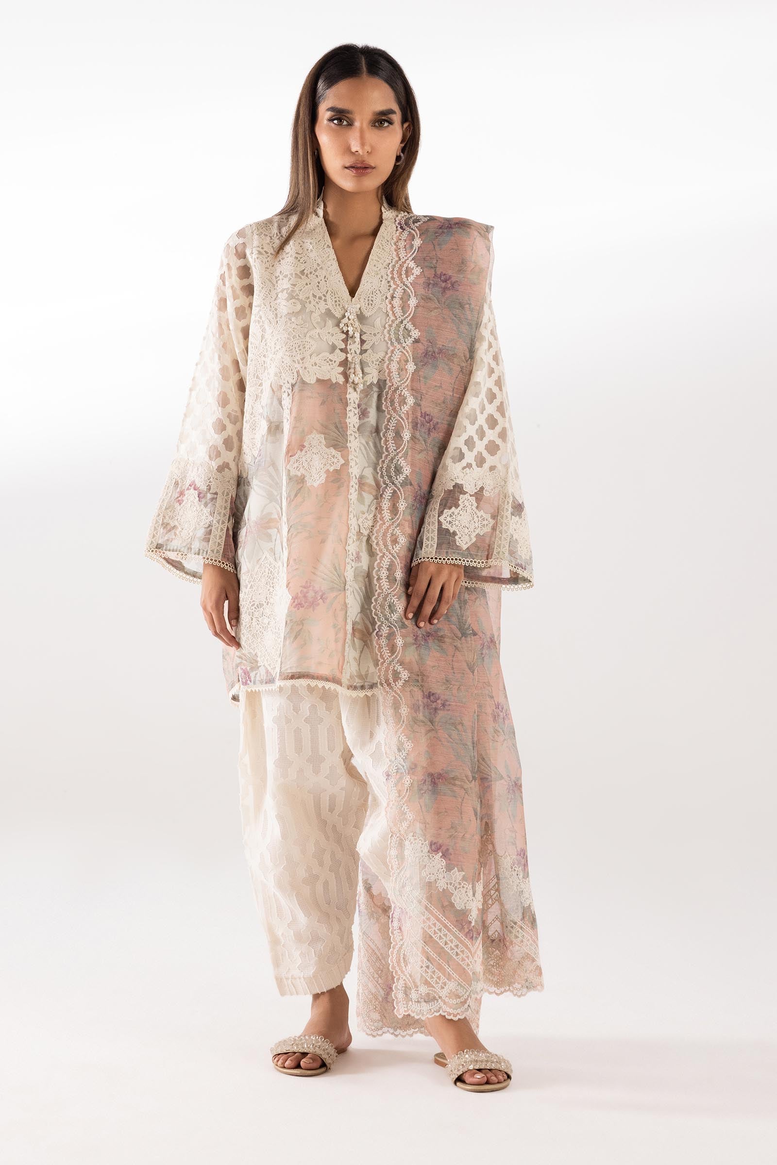 Stitched Embroidered Jacquard Shirt + Shalwar