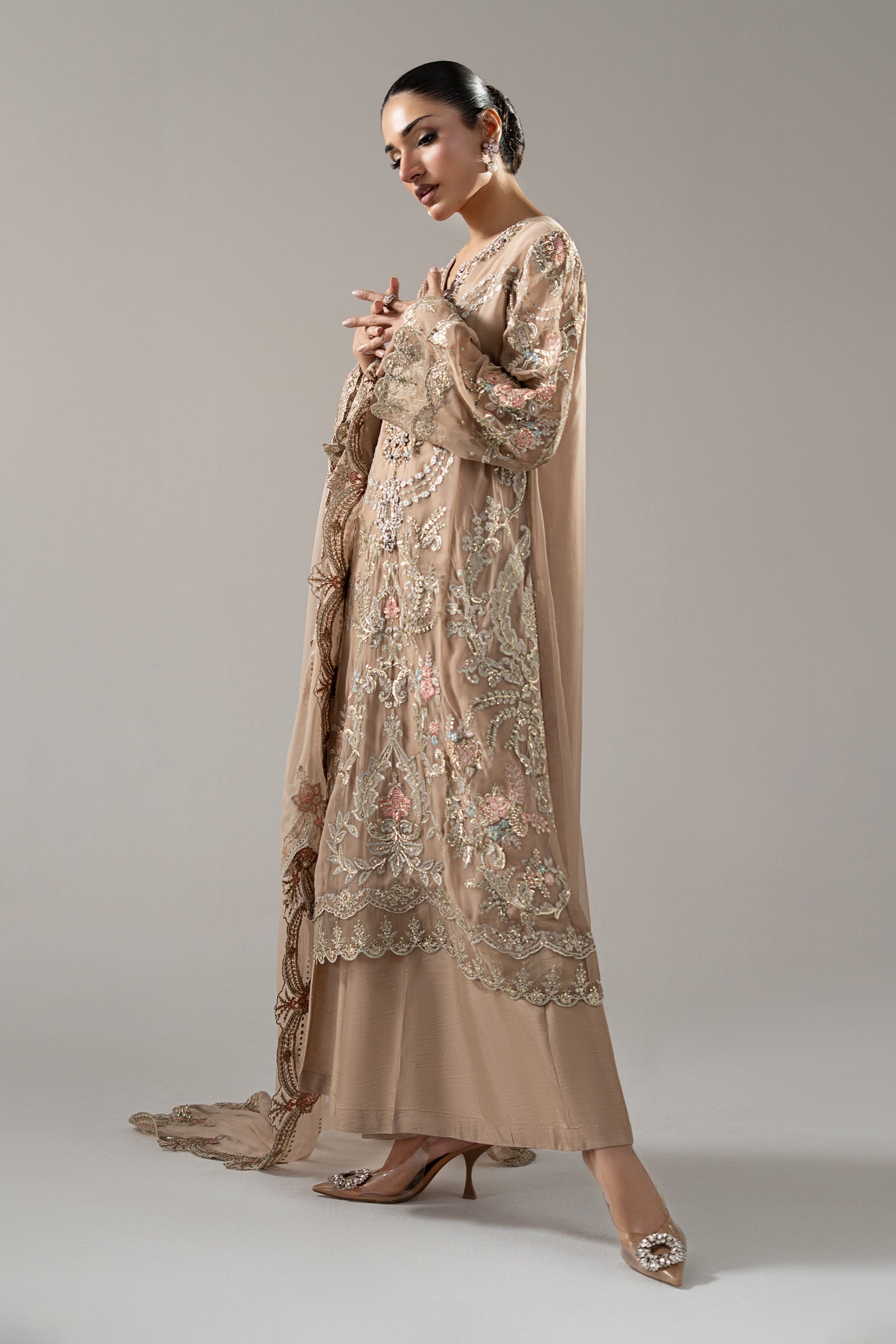 3 Piece Embroidered Chiffon Suit