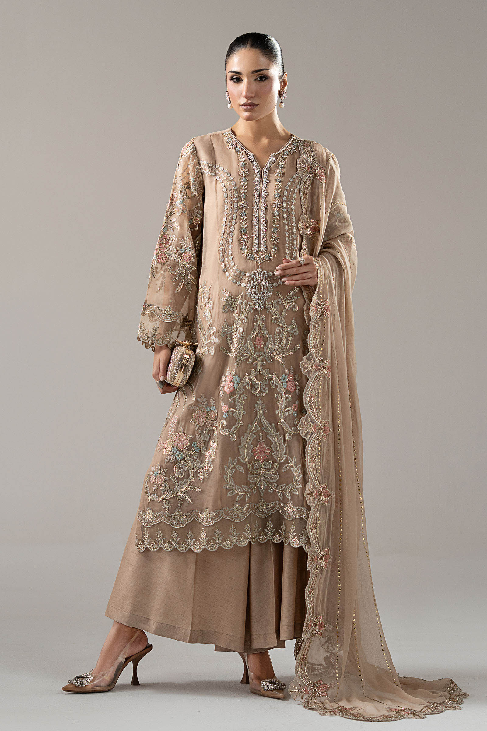 3 Piece Embroidered Chiffon Suit