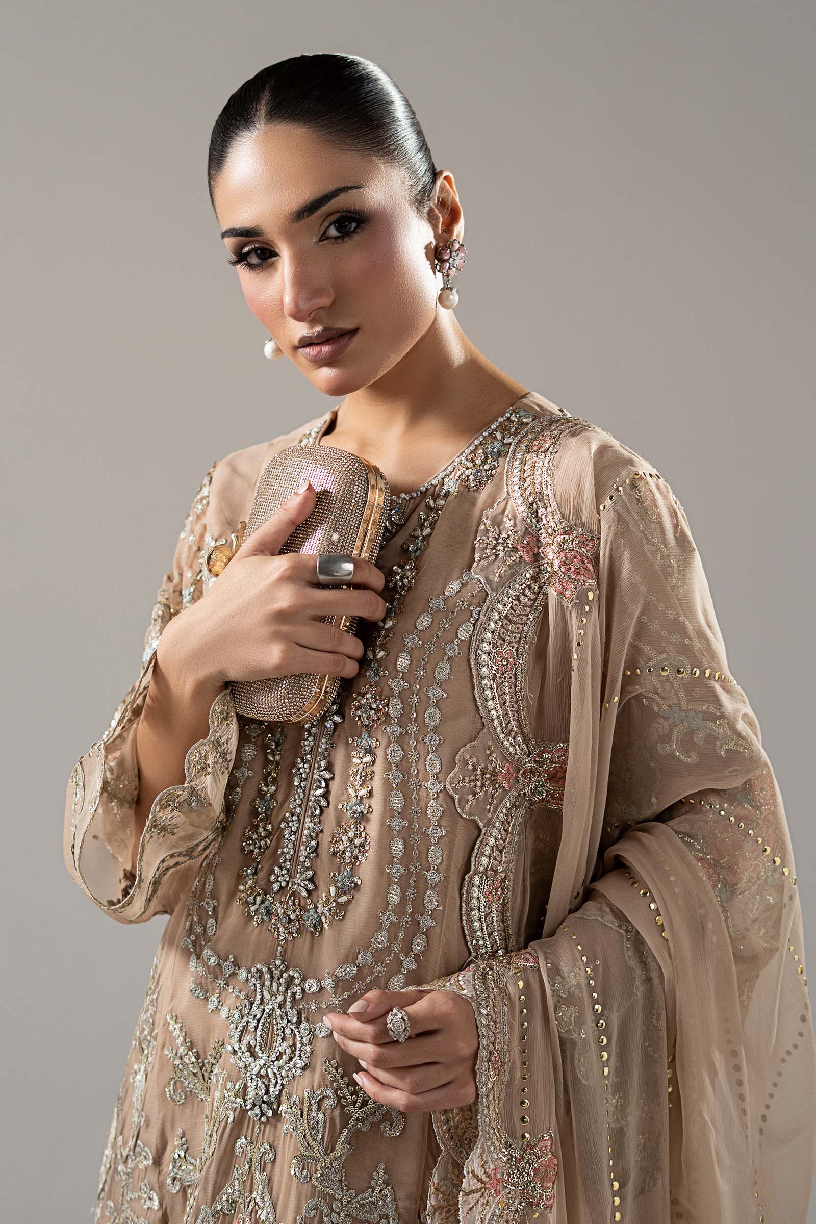 3 Piece Embroidered Chiffon Suit