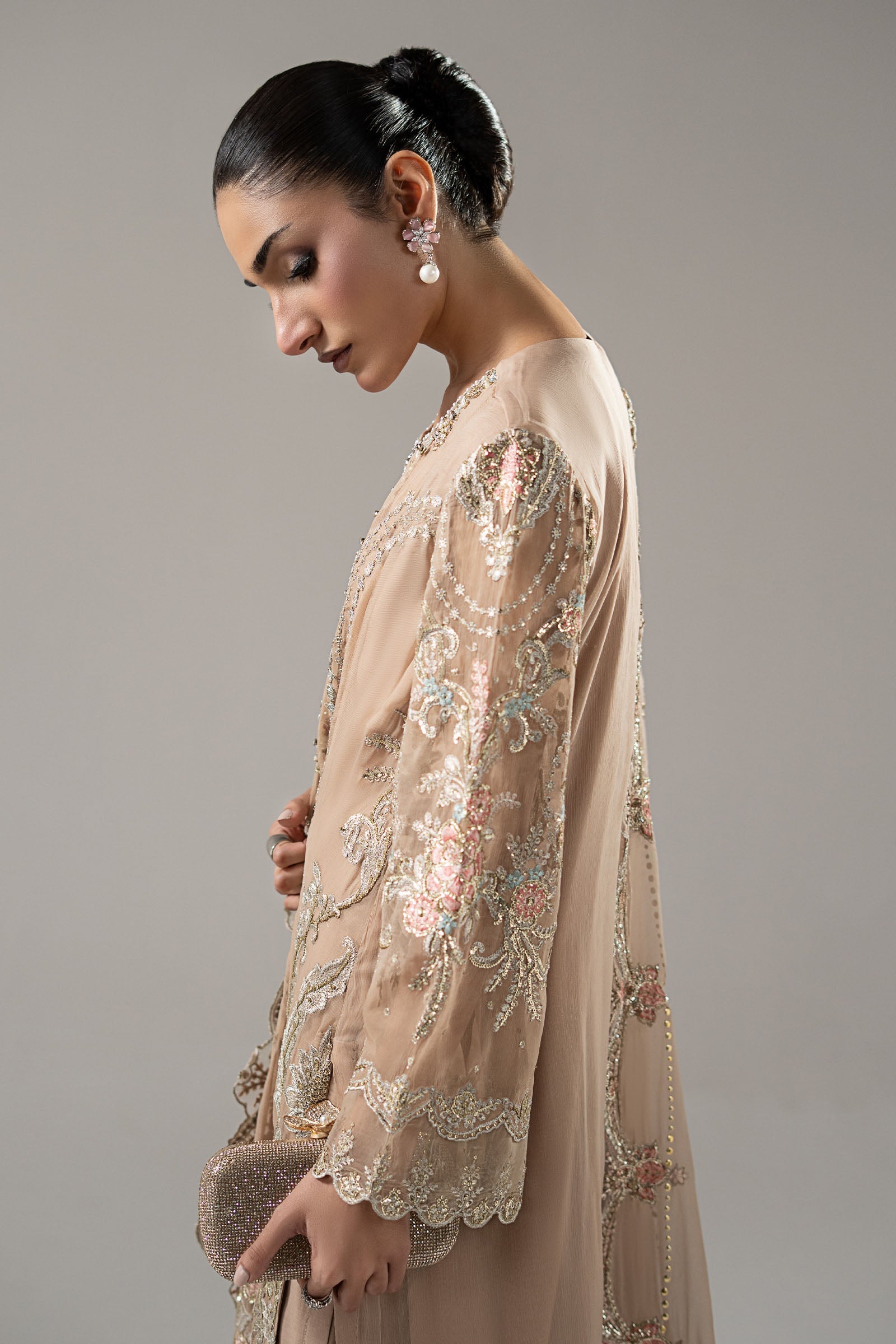 3 Piece Embroidered Chiffon Suit