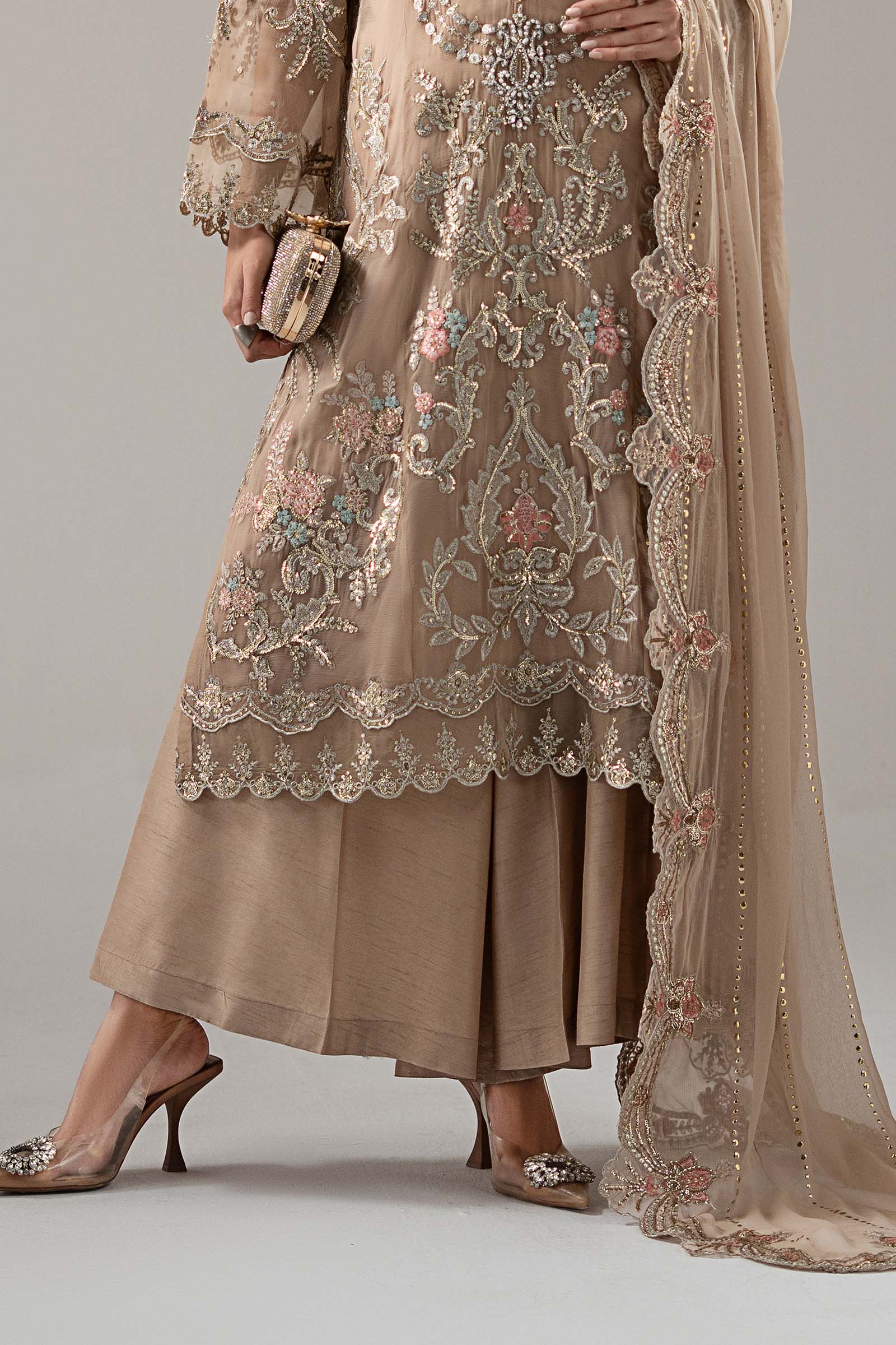 3 Piece Embroidered Chiffon Suit
