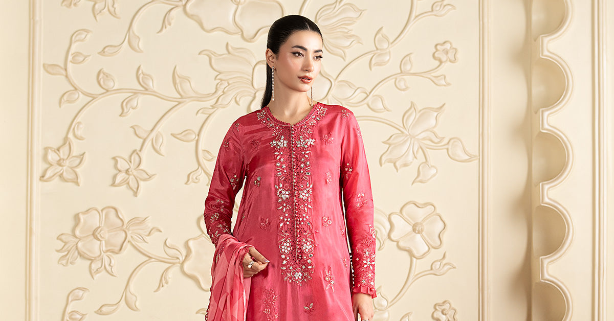 3 Piece Embroidered Tissue Silk Suit