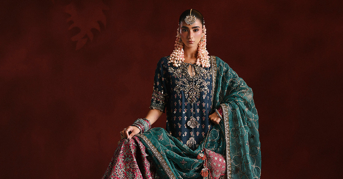 3 Piece Embroidered Raw Silk Suit