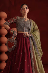 3 Piece Embroidered Raw Silk Suit