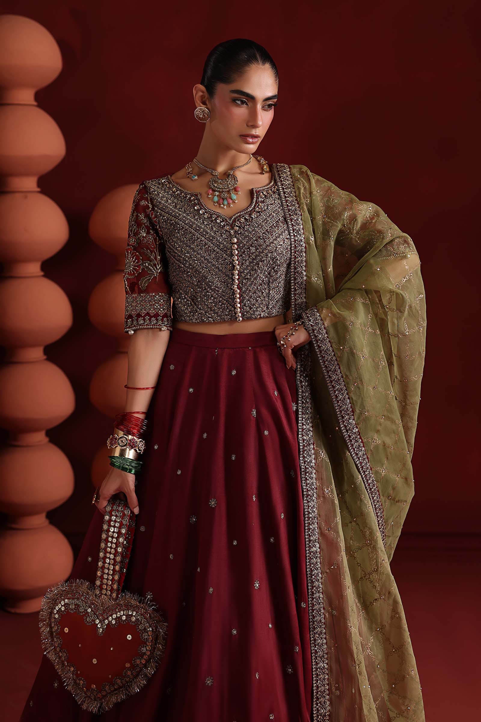 3 Piece Embroidered Raw Silk Suit