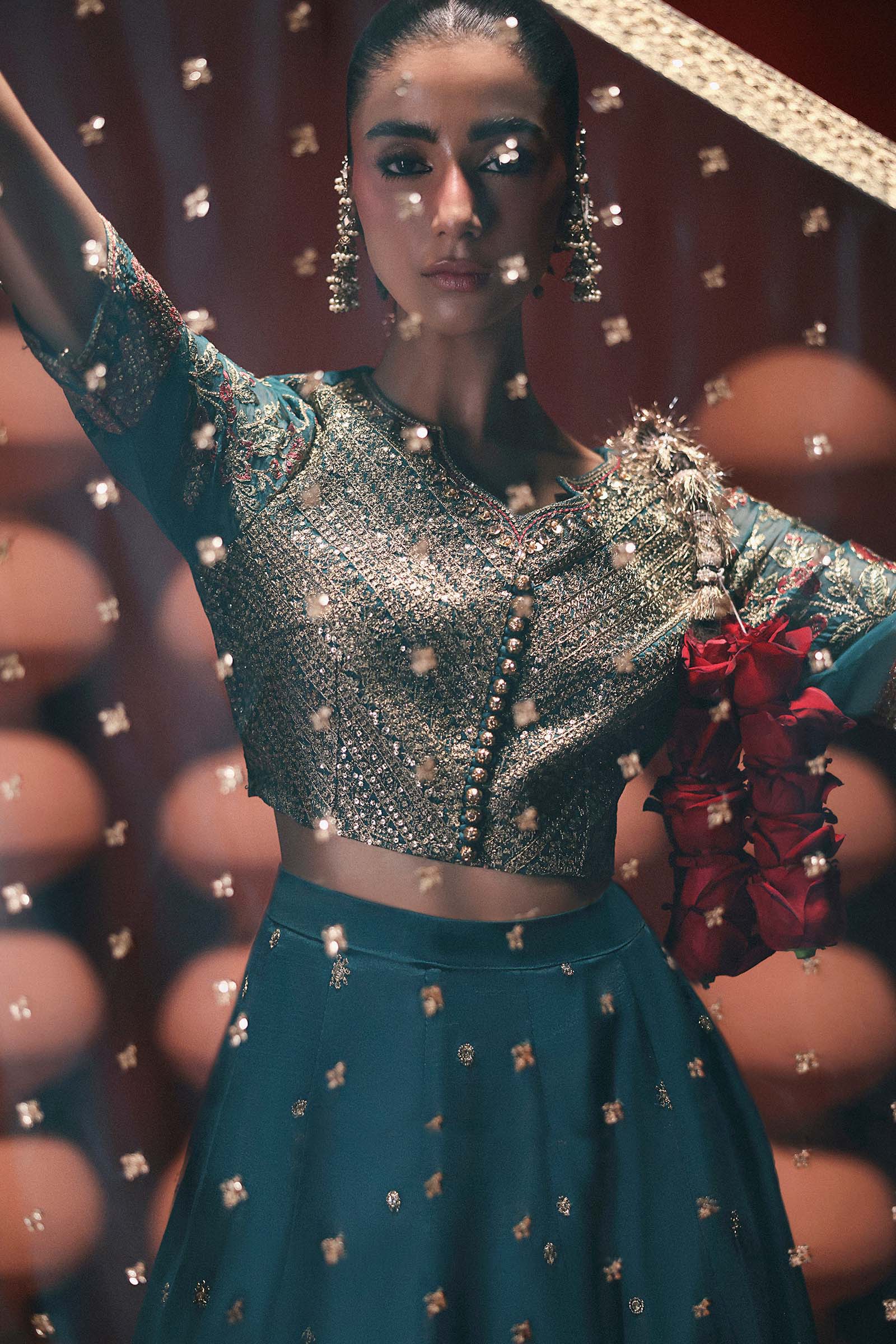 3 Piece Embroidered Raw Silk Suit