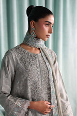 3 Piece Embroidered Tissue Silk Suit