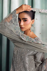 3 Piece Embroidered Tissue Silk Suit