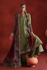 3 Piece Embroidered Raw Silk Suit