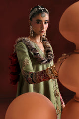 3 Piece Embroidered Raw Silk Suit