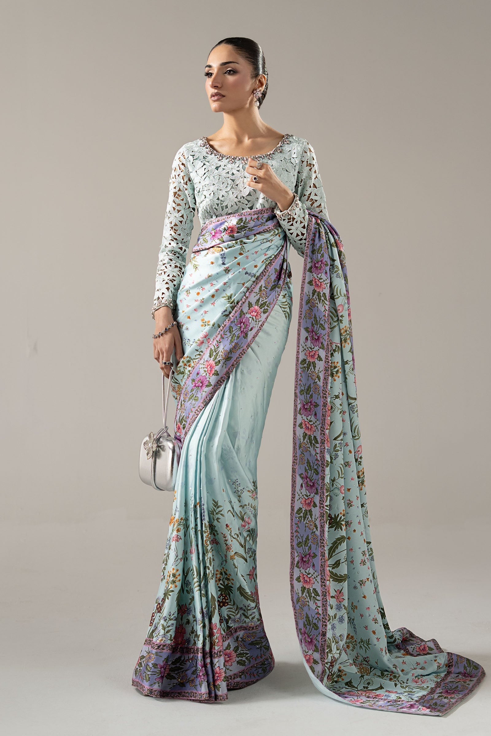 Embellished Charmeuse Saree