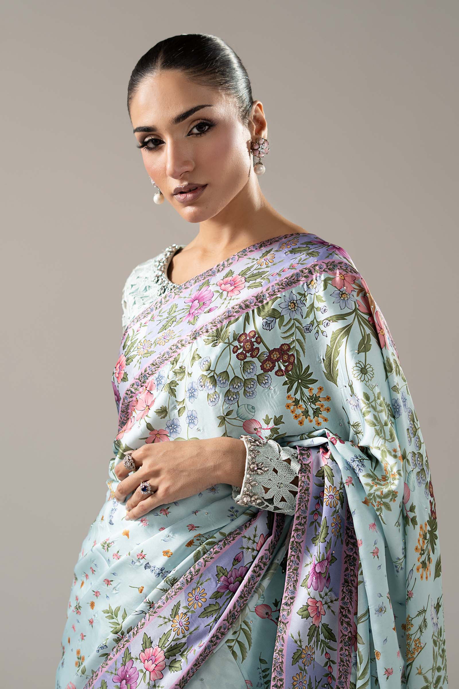 Embellished Charmeuse Saree