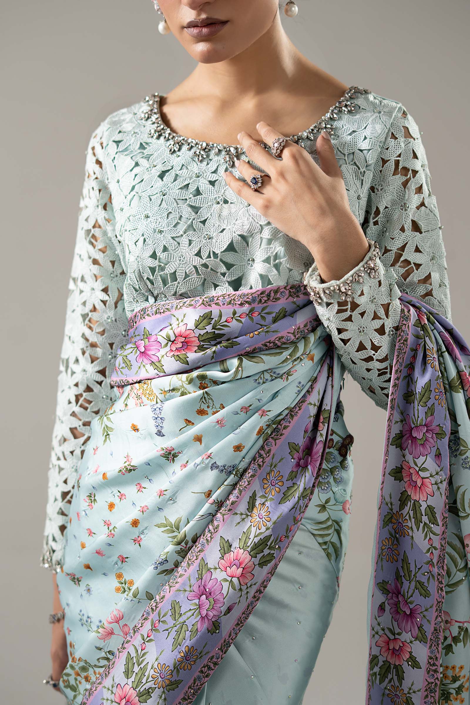 Embellished Charmeuse Saree