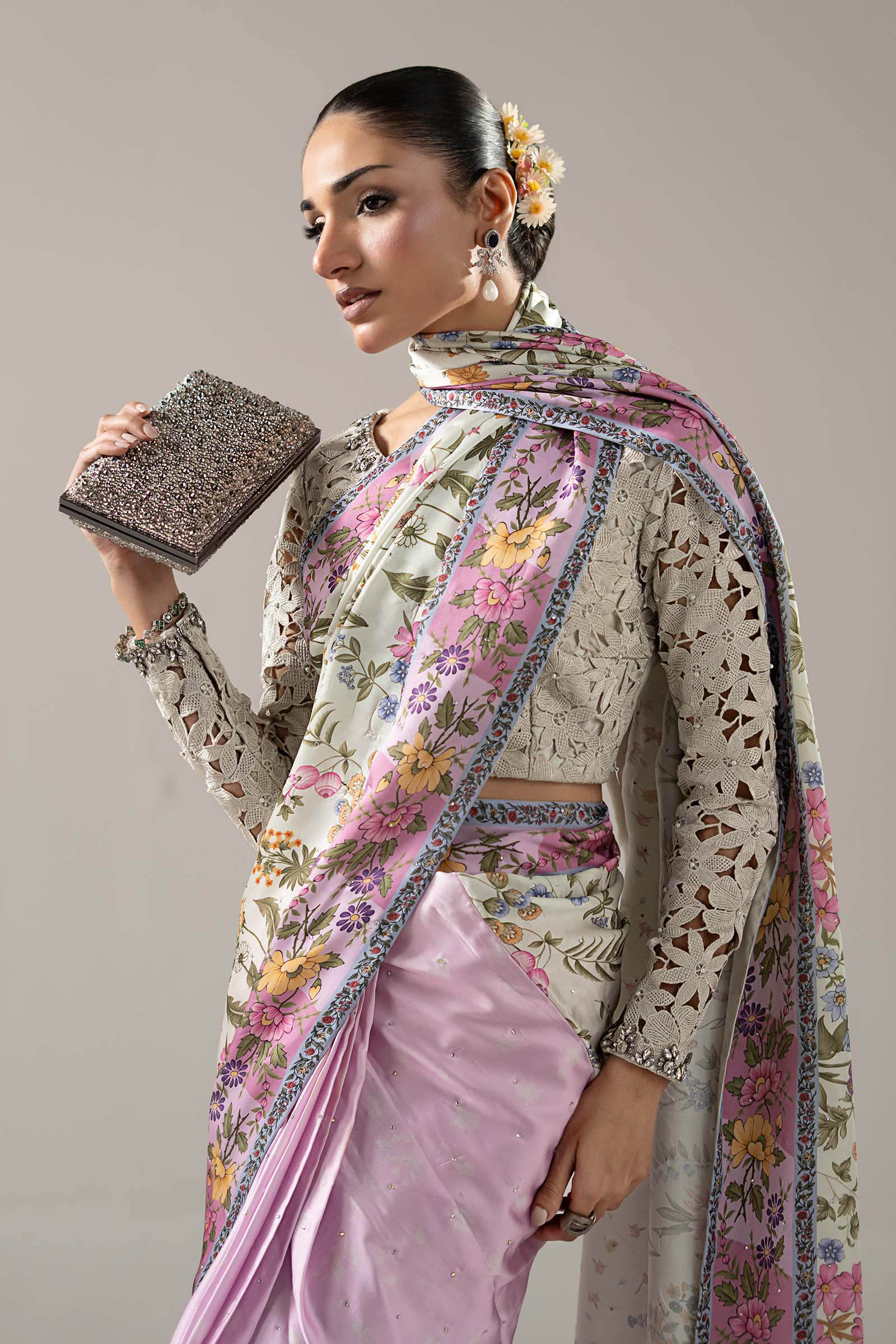 Embellished Charmeuse Saree