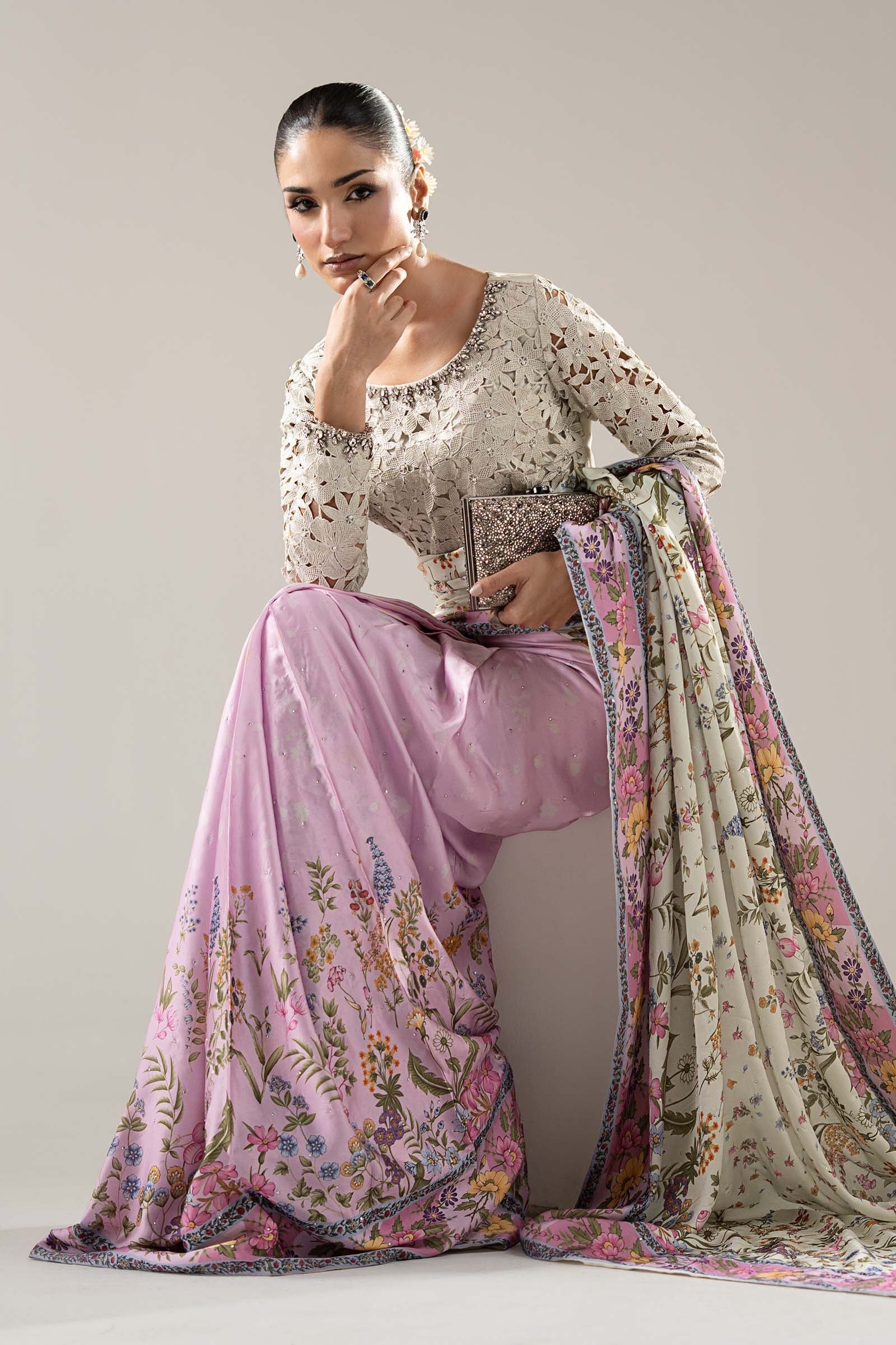 Embellished Charmeuse Saree