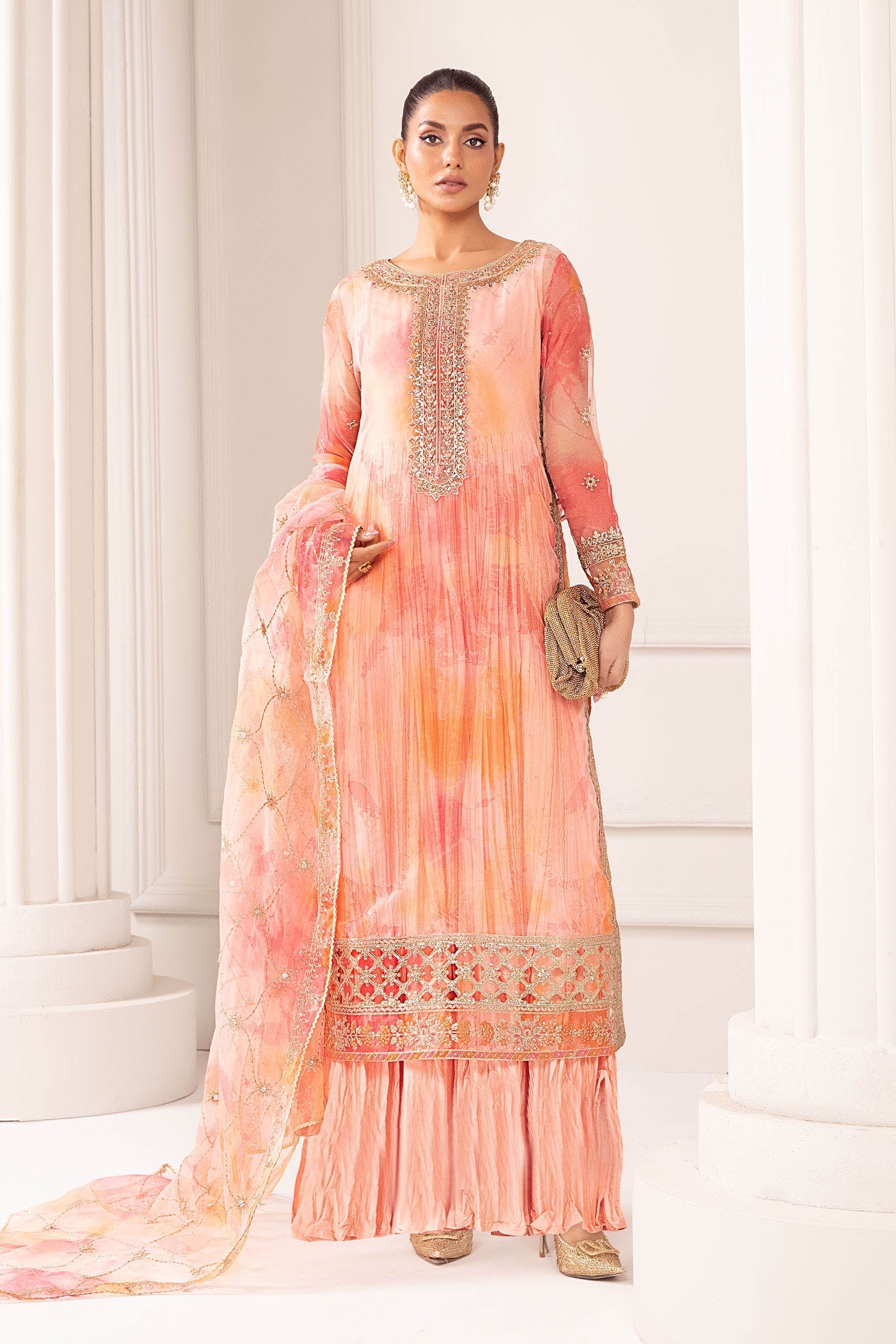 3 Piece Embroidered Organza Suit