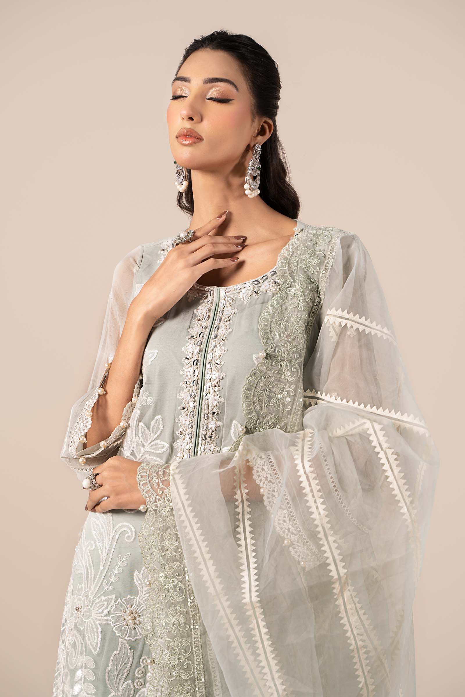 3 Piece Embroidered Chiffon Suit