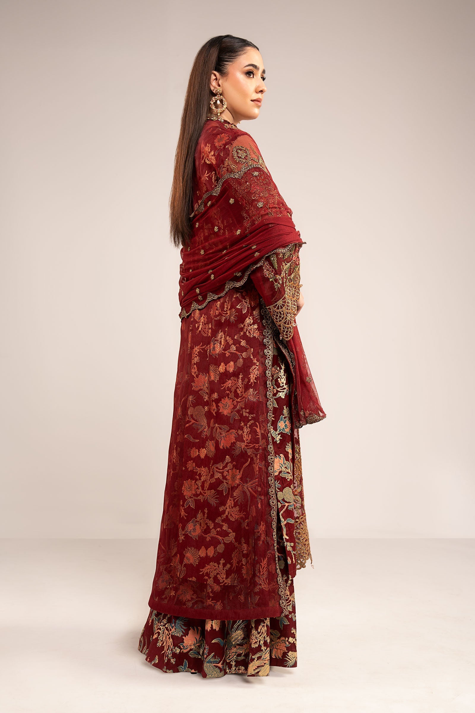 3 Piece Embroidered Organza Suit