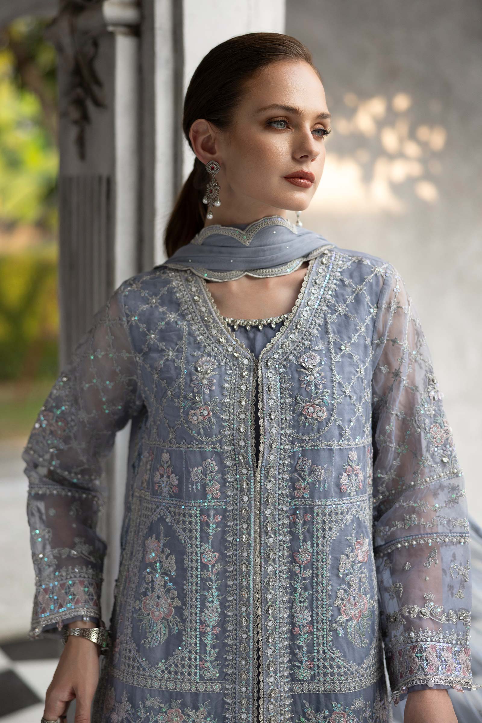 3 Piece Embroidered Organza Suit