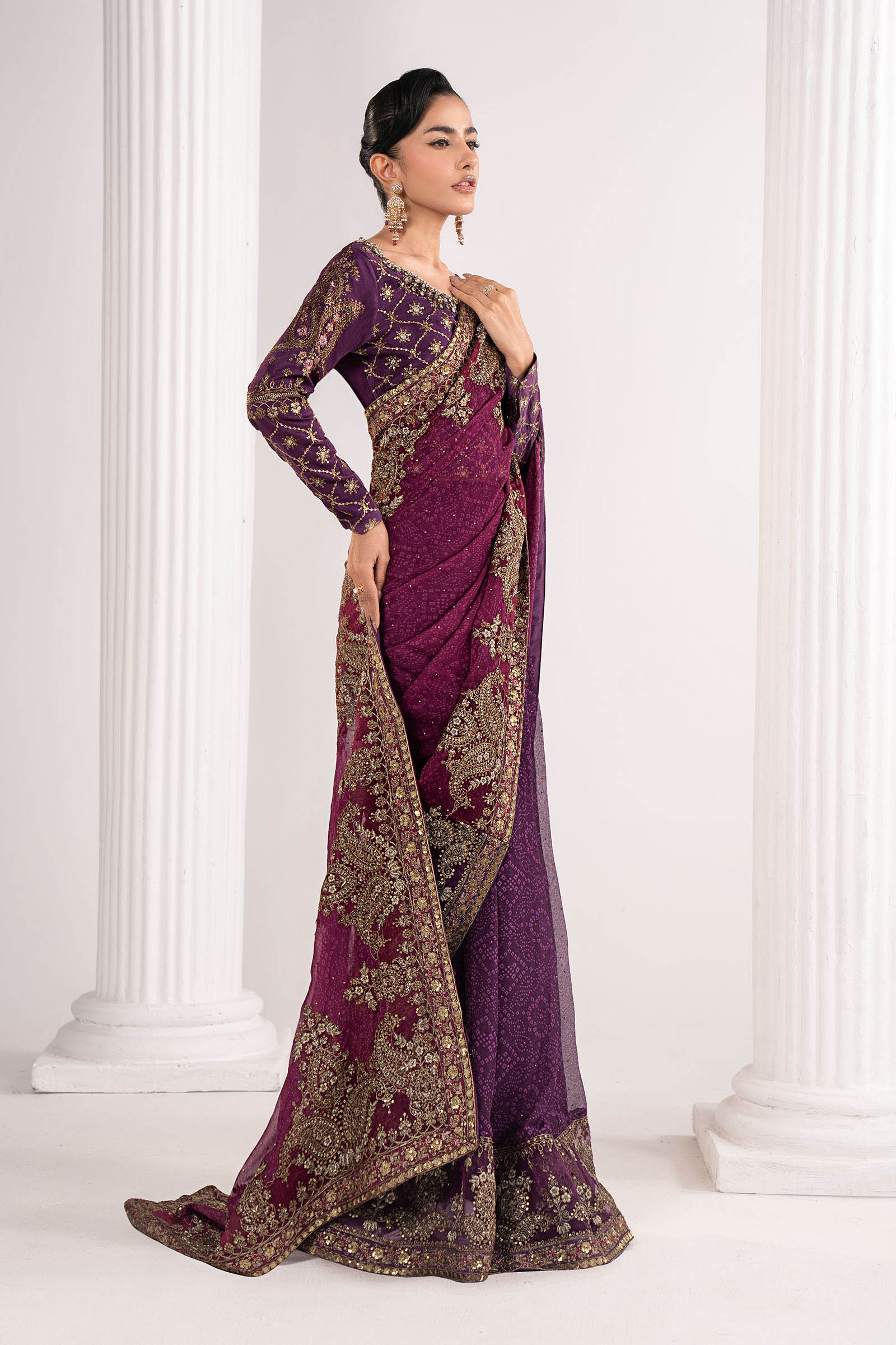 Embroidered Chiffon Saree