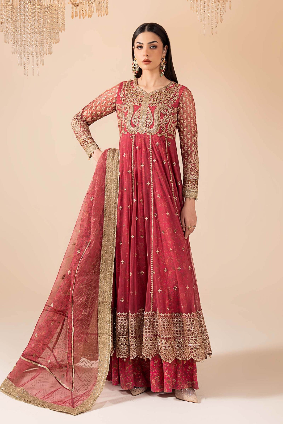 3 Piece Embroidered Net Suit
