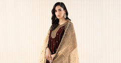 3 Piece Embroidered Velvet Suit