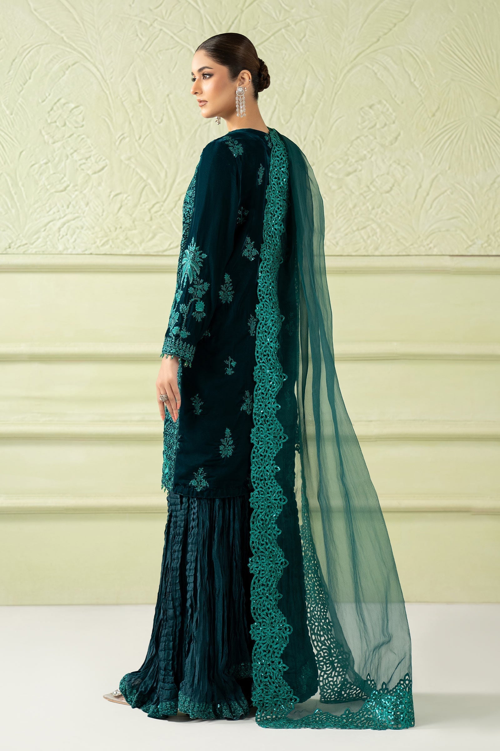 3 Piece Embroidered Velvet Suit