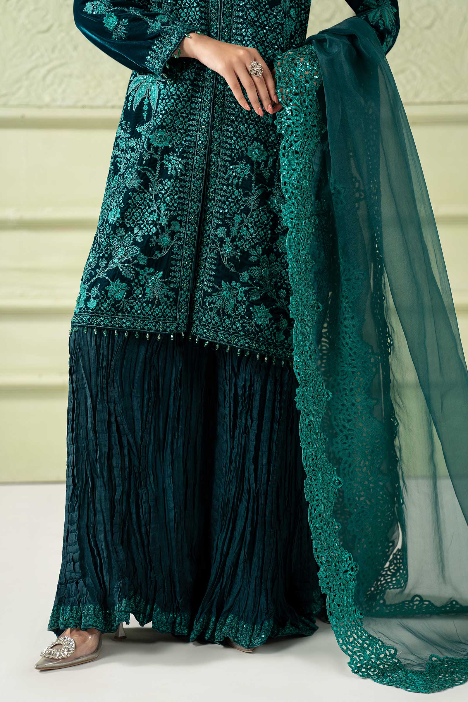 3 Piece Embroidered Velvet Suit